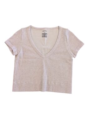 Wild Fable Beige Ribbed V-Neck Crop Top